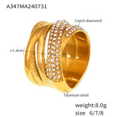 18KG unique diamond chunky stainless steel rings