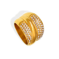 Hiphop chunky stainless steel diamond rings