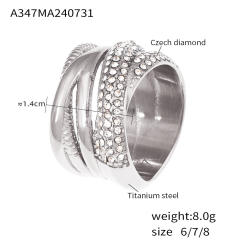 18KG unique diamond chunky stainless steel rings