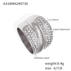 Hiphop chunky stainless steel diamond rings