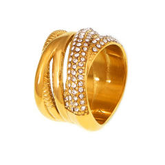 18KG unique diamond chunky stainless steel rings