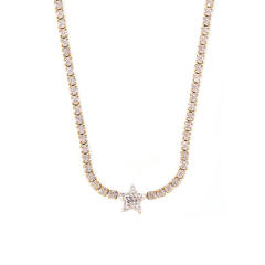 Delicate diamond star tennis chain stainless steel necklace