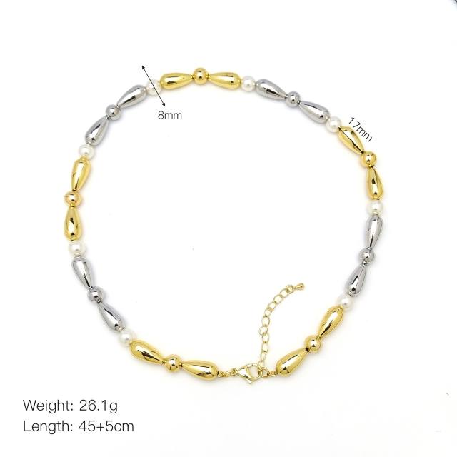 Mix color gold plated copper chunky necklace