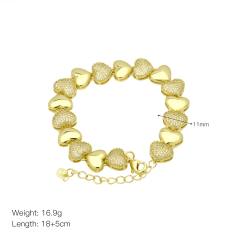 Luxury colorful diamond heart gold plated copper women bracelet