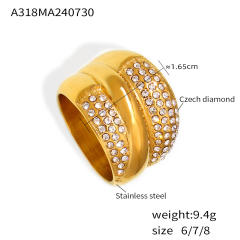 Hiphop chunky stainless steel diamond rings
