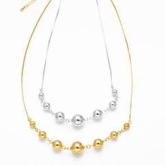 18K gold plated copper ball bead chunky necklace