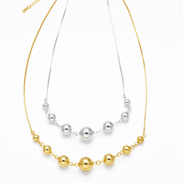 18K gold plated copper ball bead chunky necklace