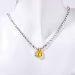 Delicate stainless steel tennis chain sweet color diamond necklace
