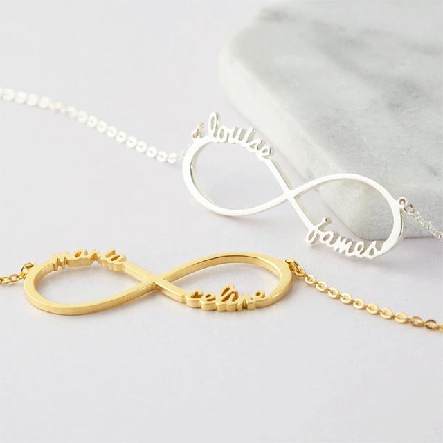 DIY custom name infinity symbol stainless steel necklace