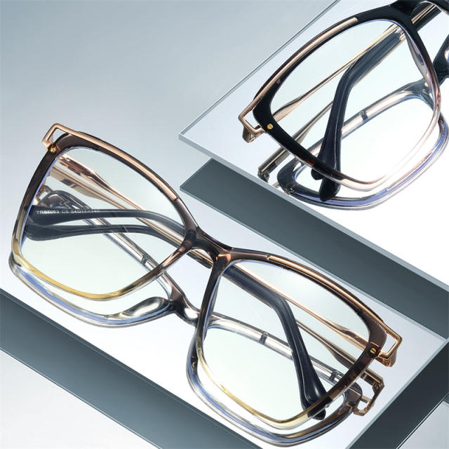 TR90 square metal frame anti blue light reading glasses