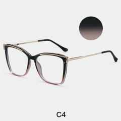 TR90 square metal frame anti blue light reading glasses