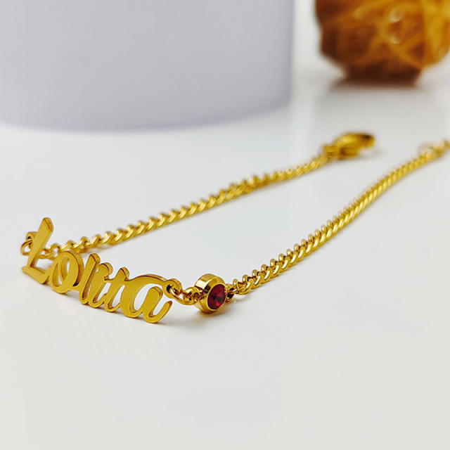 Personality custom name birthstone stainless steel bracelet