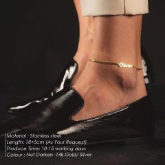 Concise custom name stainless steel anklet