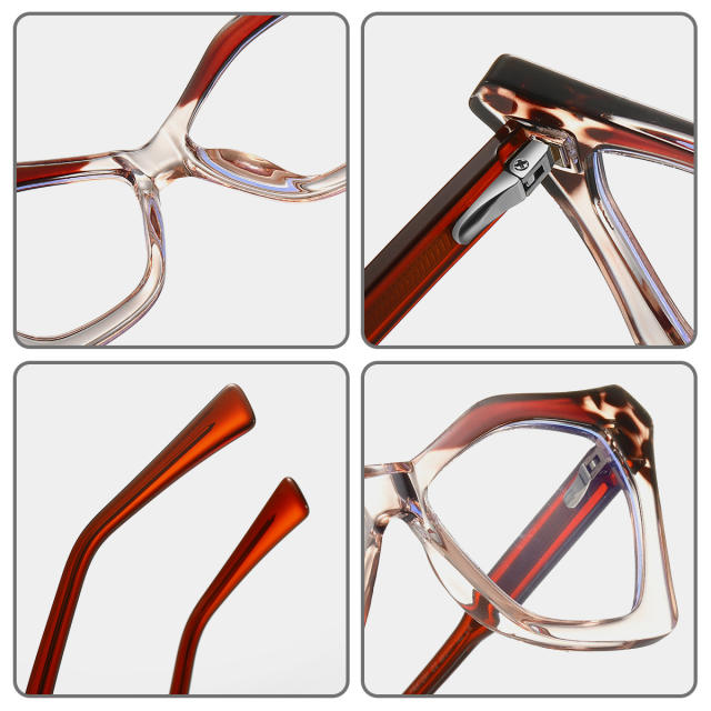 Anti blue light geometric square frame women reading glasses