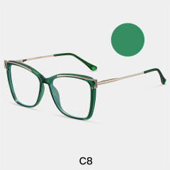 TR90 square metal frame anti blue light reading glasses