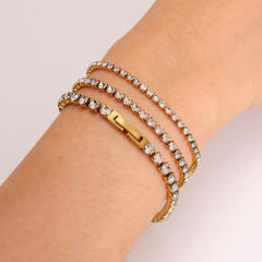 Hot sale tennis chain stainless steel necklace bracelet set
