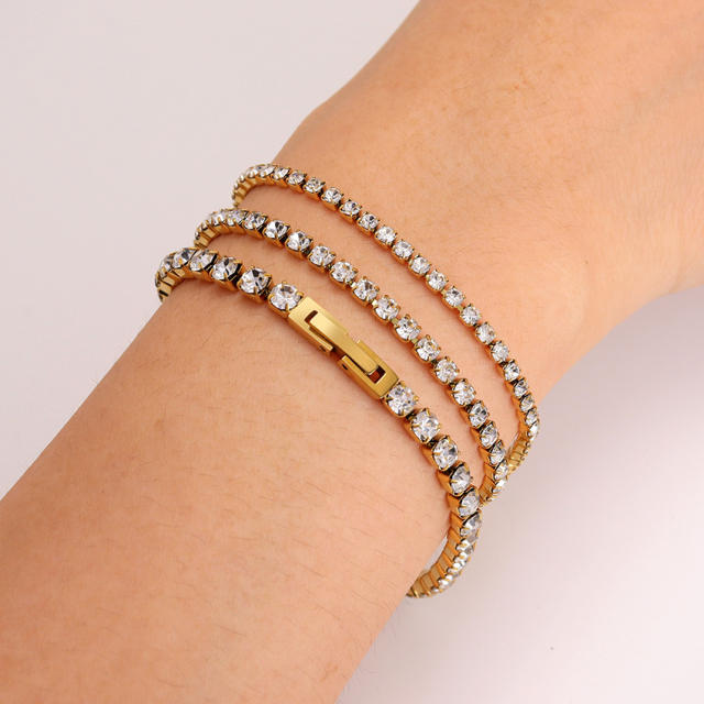 Hot sale tennis chain stainless steel necklace bracelet set