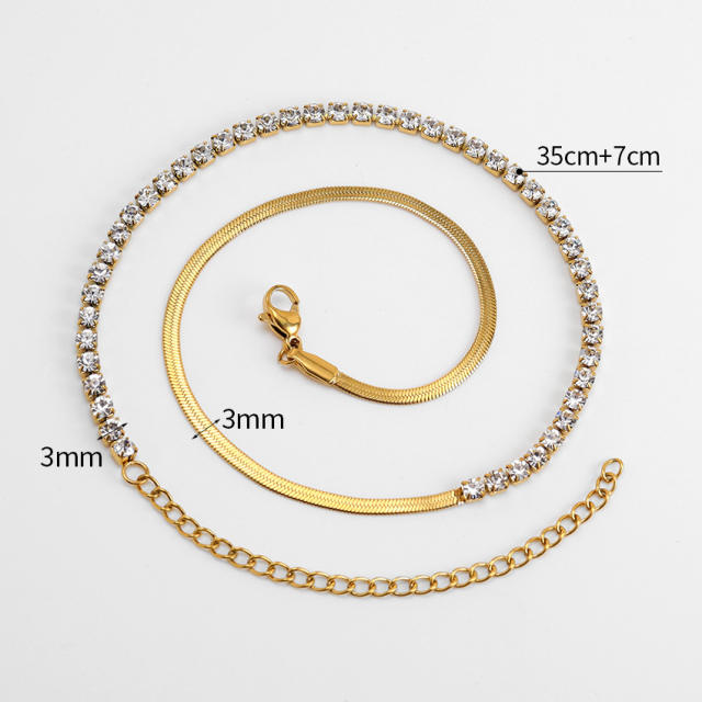 Hot sale tennis chain stainless steel necklace bracelet set