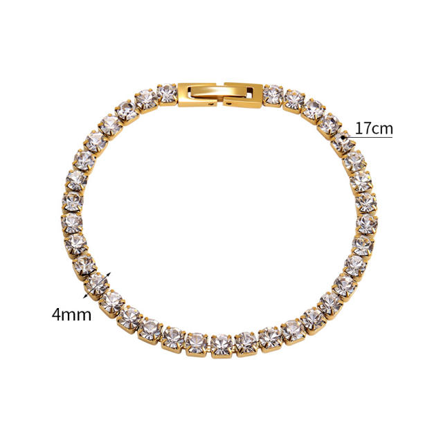 Hot sale tennis chain stainless steel necklace bracelet set