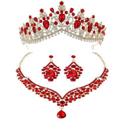 Delicate color rhinestone wedding hair crown necklace set