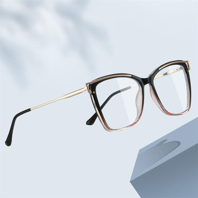 TR90 square metal frame anti blue light reading glasses