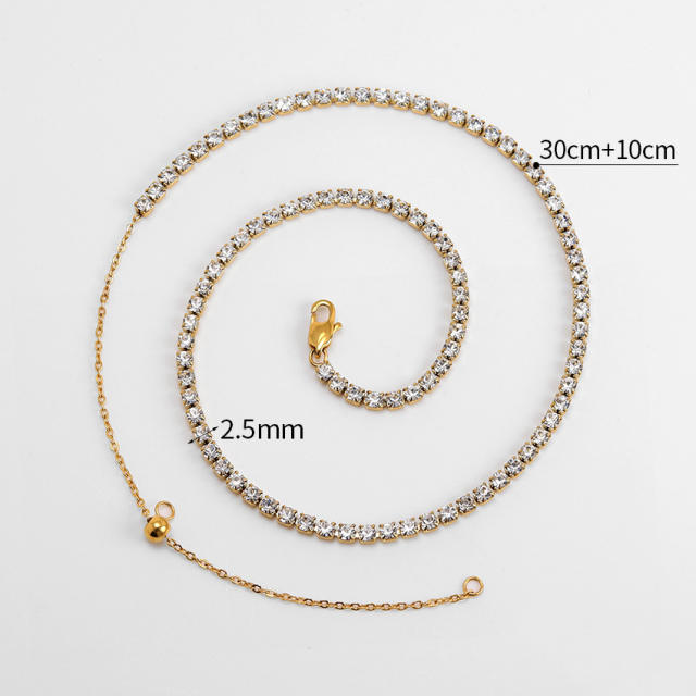 Hot sale tennis chain stainless steel necklace bracelet set