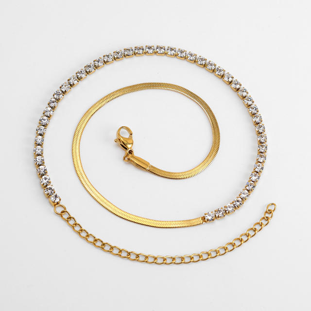 Hot sale tennis chain stainless steel necklace bracelet set