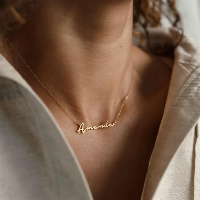 Dainty custom name stainless steel necklace