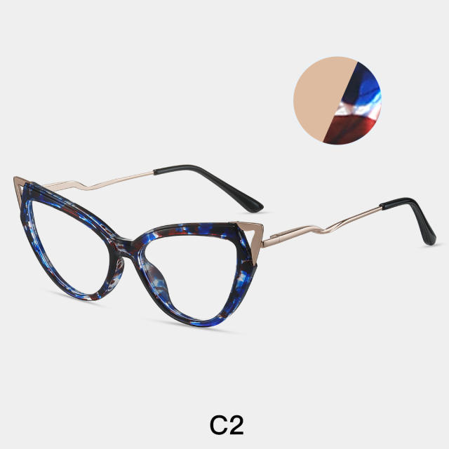 Metal cat eye shape anti blue light women reading glasses