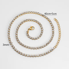 Hot sale tennis chain stainless steel necklace bracelet set