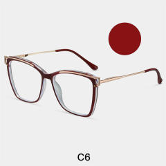 TR90 square metal frame anti blue light reading glasses