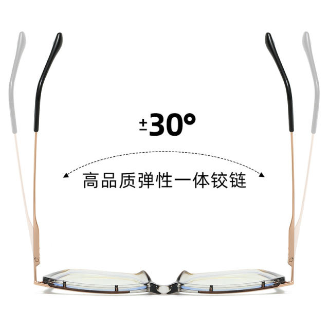 TR90 square metal frame anti blue light reading glasses