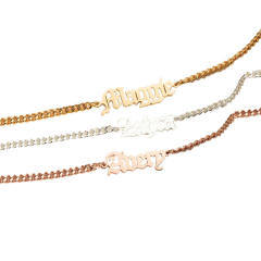Concise custom name stainless steel anklet