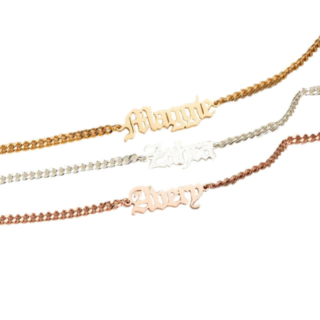 Concise custom name stainless steel anklet
