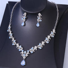 Chic colorful rhinestone delicate wedding bridal necklace set