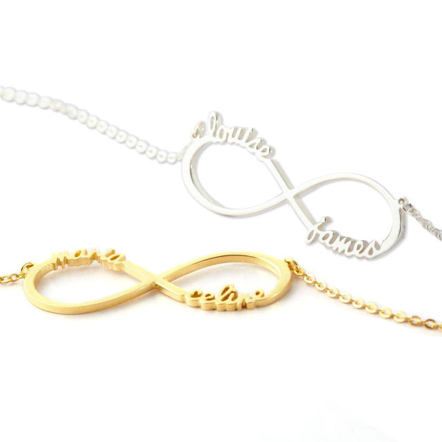 DIY custom name infinity symbol stainless steel necklace