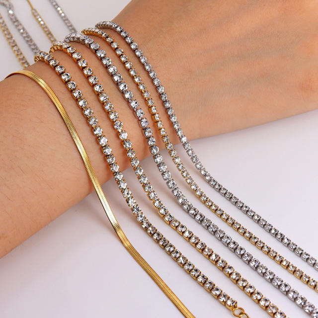 Hot sale tennis chain stainless steel necklace bracelet set