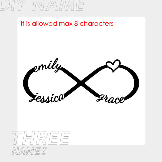DIY custom name infinity symbol stainless steel necklace