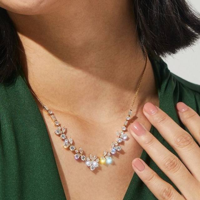 Delicate diamond gold plated copper necklace