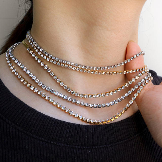 Hot sale tennis chain stainless steel necklace bracelet set