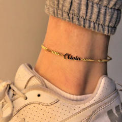 Concise custom name stainless steel anklet