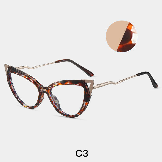 Metal cat eye shape anti blue light women reading glasses