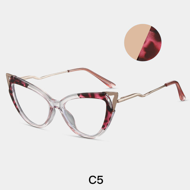 Metal cat eye shape anti blue light women reading glasses