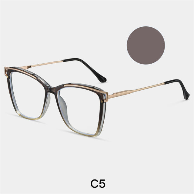 TR90 square metal frame anti blue light reading glasses