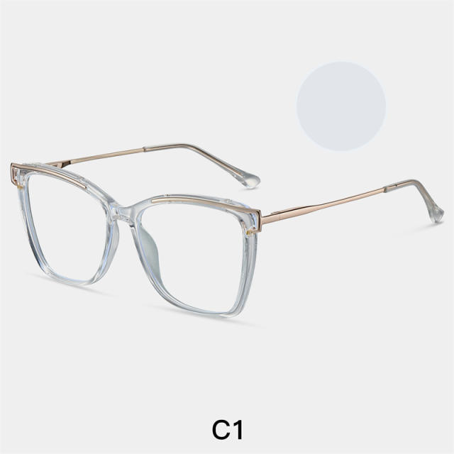 TR90 square metal frame anti blue light reading glasses