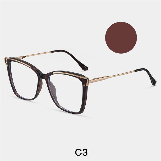 TR90 square metal frame anti blue light reading glasses