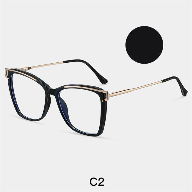 TR90 square metal frame anti blue light reading glasses