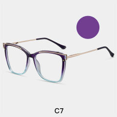 TR90 square metal frame anti blue light reading glasses