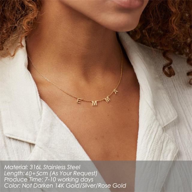 14KG dainty custom name letter stainless steel necklace