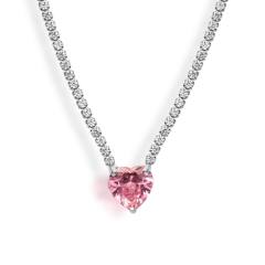 Delicate stainless steel tennis chain sweet color diamond necklace